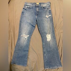 MOTHER The Insider Ankle - Doom and Bloom Distressed Jeans. Sz 31